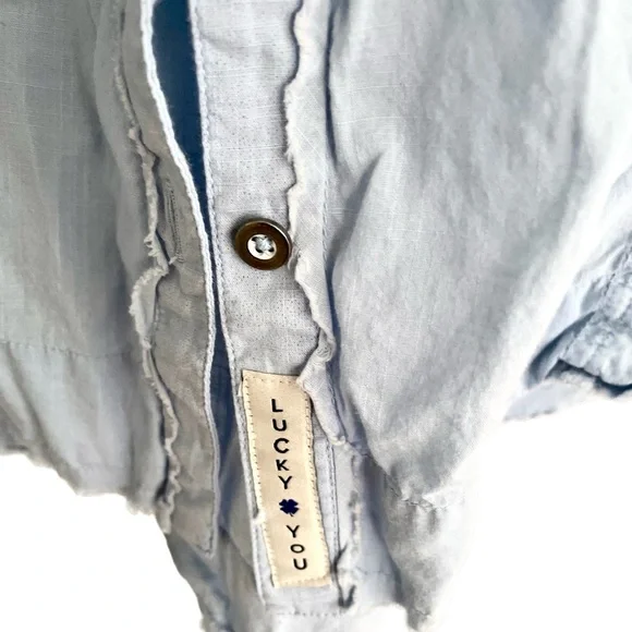 Oversized Lucky Brand Pintuck Button Down Shirt Sz M - Picture 7 of 9